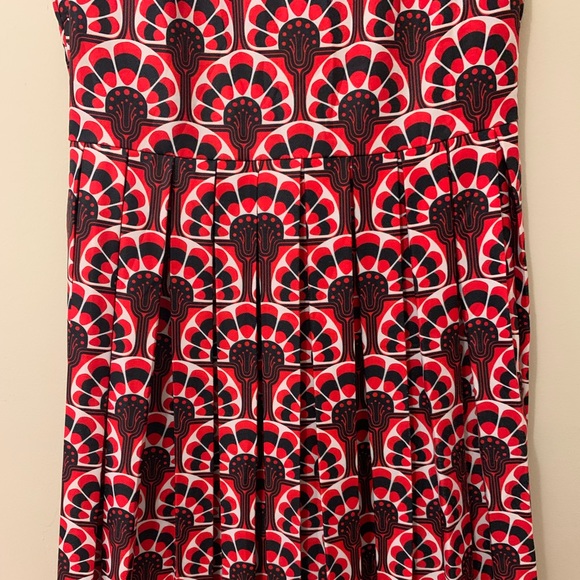 Vintage 60s pattern dress with pleated skirt - Picture 4 of 6